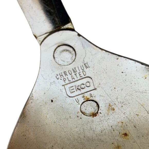 Vintage Ekco USA Solid Cooking Spoon Chromium Plated Avocado Green Handle - Picture 4 of 4